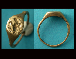 Ring, Medieval, Men's, Eagle intaglio, c. 14th-17th Cent